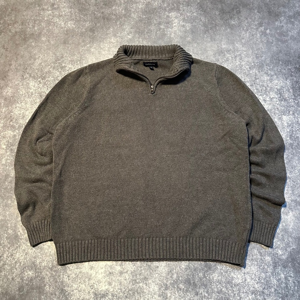 Croft and Barrow Charcoal Grey Quarter Zip Knit Sweater Mens XL